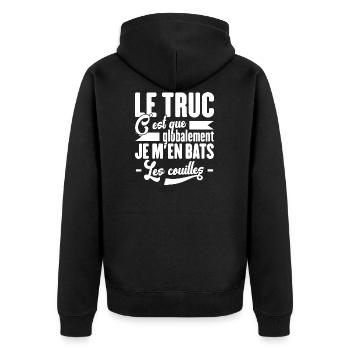 Le Truc C'est Que Je M'en Bats Les Couilles - Veste à capuche bio Premium Unisexe - noir - Dos - Nico (187cm)