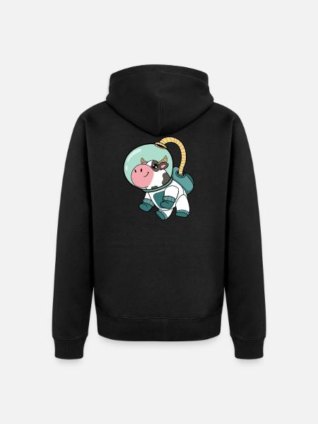 Cow Astronaut - Unisex Premium Organic Zip Hoodie - black