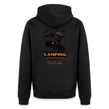 Camping caravans, camping friends born to be free - Unisex Premium Organic Zip Hoodie - black - Back - Nico (187cm)