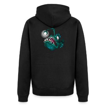 Anglerfisch Tiefsee Angeln Monsterfisch Laterne - Unisex Premium Bio Zip Hoodie - Schwarz - Hinten - Nico (187cm)