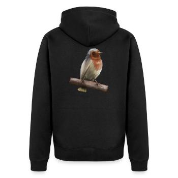 Rotkehlchen - Unisex Premium Bio Zip Hoodie - Schwarz - Hinten - Nico (187cm)