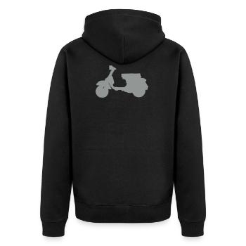 Großer Roller by designflash.de - Unisex Premium Bio Zip Hoodie - Schwarz - Hinten - Nico (187cm)