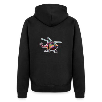 Helikopter / Hubschrauber / fliegen / Luftfahrt - Unisex Premium Bio Zip Hoodie - Schwarz - Hinten - Nico (187cm)