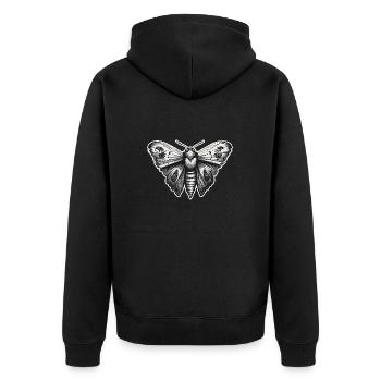 Motte / Tier / Insekt / Larve / Schädling - Unisex Premium Bio Zip Hoodie - Schwarz - Hinten - Nico (187cm)
