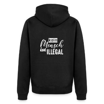 No one is illegal - FCK NZS - Unisex Premium Organic Zip Hoodie - black - Back - Nico (187cm)