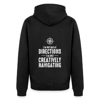 Kreativ navigieren Wegbeschreibungen GIS Humor Kompass - Unisex Premium Bio Zip Hoodie - Schwarz - Hinten - Nico (187cm)