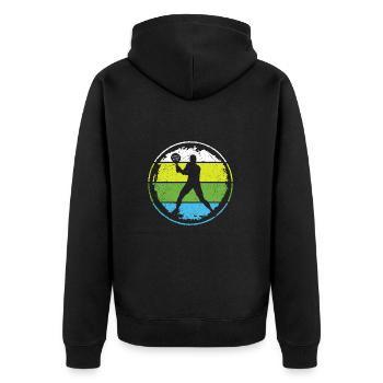 Padel-Tennis Padel Spieler Padelspieler - Unisex Premium Bio Zip Hoodie - Schwarz - Hinten - Nico (187cm)