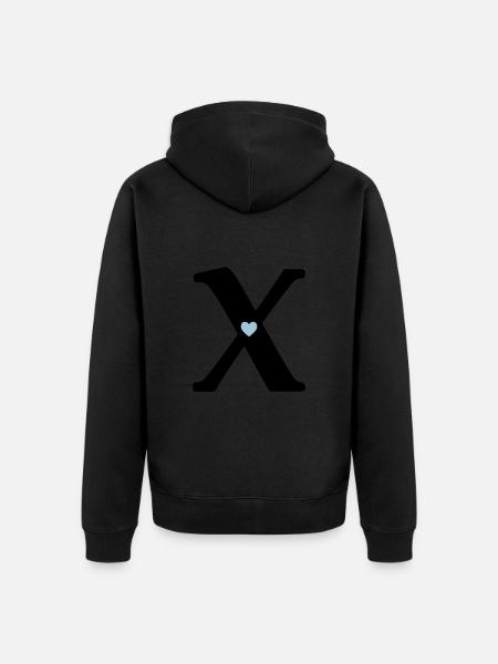 Letter X Initial point - Unisex Premium Organic Zip Hoodie - black