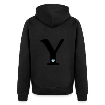 Buchstabe Y Anfangsbuchstabe - Unisex Premium Bio Zip Hoodie - Schwarz - Hinten - Nico (187cm)