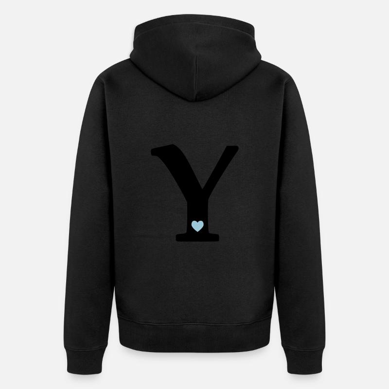 Lettre Y Lettre initiale - Veste à capuche bio Premium Unisexe - noir