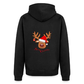 Rentier Weihnachten Fun lustig Merry Christmas - Unisex Premium Bio Zip Hoodie - Schwarz - Hinten - Nico (187cm)