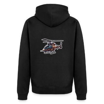 Helikopter / Hubschrauber / fliegen / Luftfahrt - Unisex Premium Bio Zip Hoodie - Schwarz - Hinten - Nico (187cm)