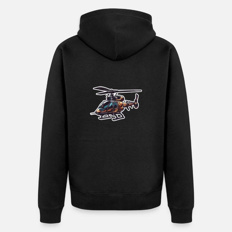 Hélicoptère / Hélicoptère / Vol / Aviation - Veste à capuche bio Premium Unisexe - noir