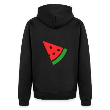 Wassermelone Melone - Unisex Premium Bio Zip Hoodie - Schwarz - Hinten - Nico (187cm)