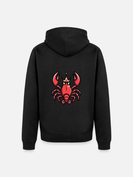 Hummer Krebs Comic Krone - Unisex Premium Bio Zip Hoodie - Schwarz