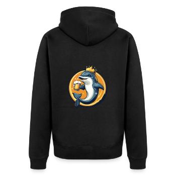 Dolphin Beer Comic - Unisex Premium Organic Zip Hoodie - black - Back - Nico (187cm)