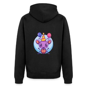 Ant Birthday Comic - Unisex Premium Organic Zip Hoodie - black - Back - Nico (187cm)