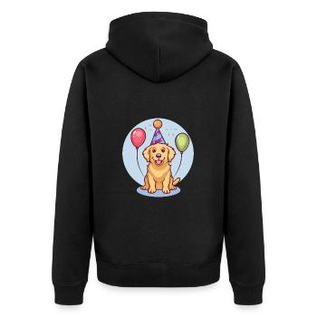 Golden Retriever Hunde Geburtstag Comic Lustig - Unisex Premium Bio Zip Hoodie - Schwarz - Hinten - Nico (187cm)