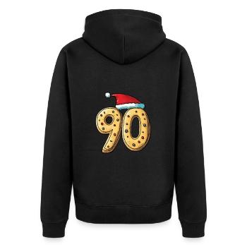90 Zahl Weihnachten - Unisex Premium Bio Zip Hoodie - Schwarz - Hinten - Nico (187cm)