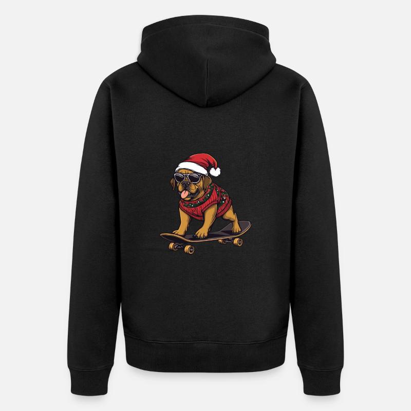 Mastiff Chien Noël Drôle - Veste à capuche bio Premium Unisexe - noir