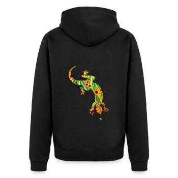 Lizard E 110 - Unisex Premium Organic Zip Hoodie - black - Back - Nico (187cm)