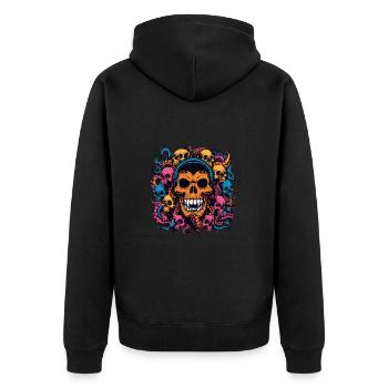 Decorative Large Skull with Small Skulls - Unisex Premium Organic Zip Hoodie - black - Back - Nico (187cm)