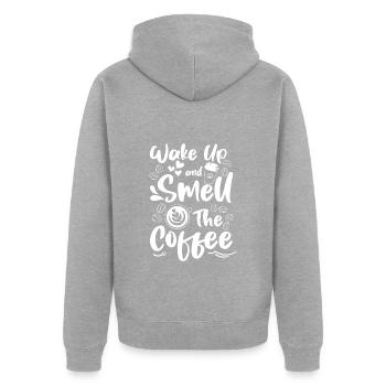 Coffee Bean Energy Fatigue Breakfast - Unisex Premium Organic Zip Hoodie - heather grey - Back - Nico (187cm)