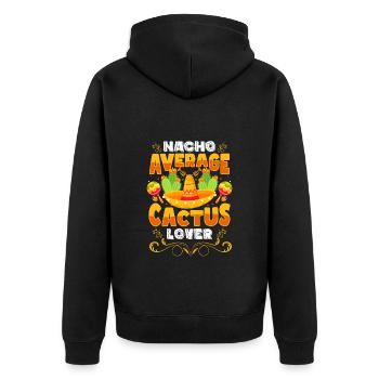 Kakteen Natur Gärtner - Unisex Premium Bio Zip Hoodie - Schwarz - Hinten - Nico (187cm)