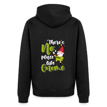 Zipfelmütze Wichtel Fantasie - Unisex Premium Bio Zip Hoodie - Schwarz - Hinten - Nico (187cm)