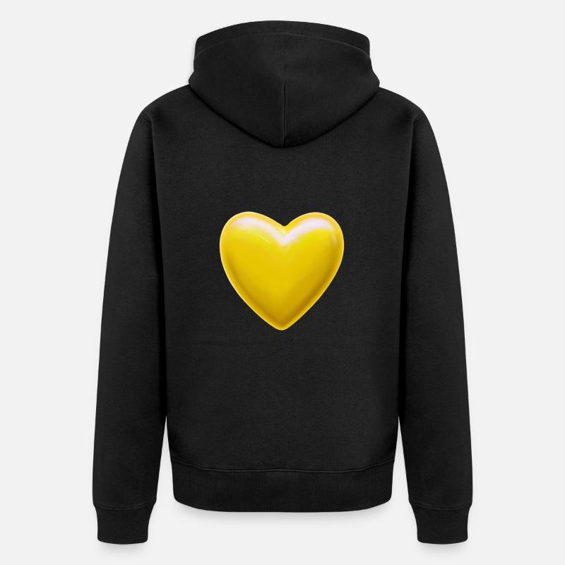 Herz gelb Geschenkidee - Unisex Premium Bio Zip Hoodie - Schwarz