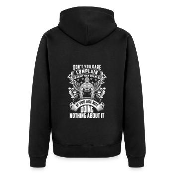 Fitnessstudio Trainer Motivation - Unisex Premium Bio Zip Hoodie - Schwarz - Hinten - Nico (187cm)