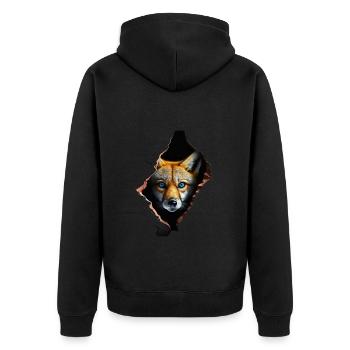 Fox Fox Motif Animals Gift Art Animal Motif - Unisex Premium Organic Zip Hoodie - black - Back - Nico (187cm)