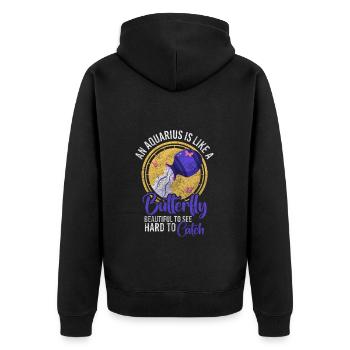 Tierkreiszeichen Sternbild - Unisex Premium Bio Zip Hoodie - Schwarz - Hinten - Nico (187cm)