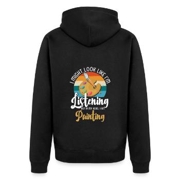 Maler Farbroller Farbe - Unisex Premium Bio Zip Hoodie - Schwarz - Hinten - Nico (187cm)