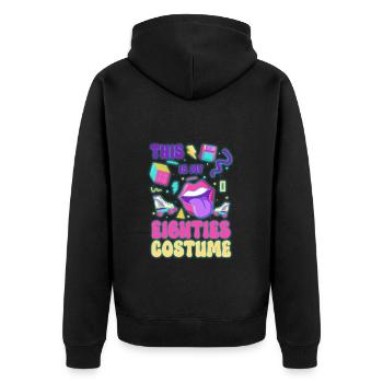80er Cool - Unisex Premium Bio Zip Hoodie - Schwarz - Hinten - Nico (187cm)