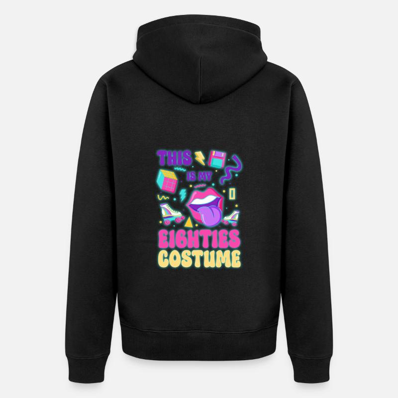 80er Cool - Unisex Premium Bio Zip Hoodie - Schwarz