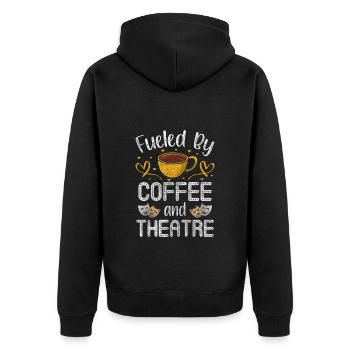 Theater Szene Broadway - Unisex Premium Bio Zip Hoodie - Schwarz - Hinten - Nico (187cm)