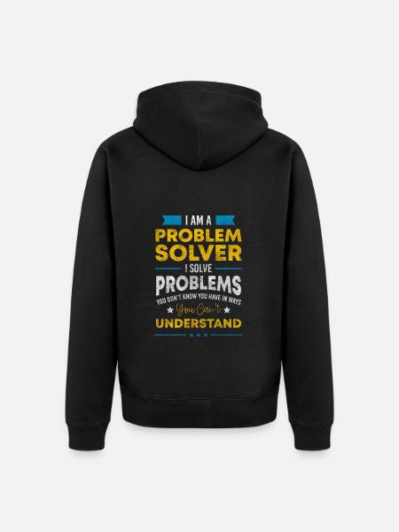 Problems Solution Positive - Unisex Premium Organic Zip Hoodie - black