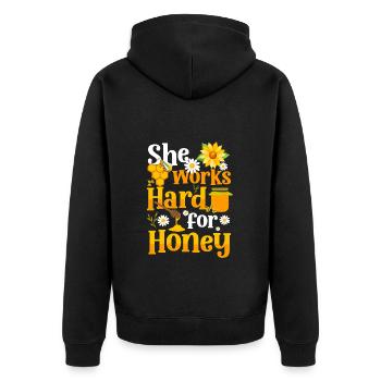 Honig Umweltschutz Züchter - Unisex Premium Bio Zip Hoodie - Schwarz - Hinten - Nico (187cm)