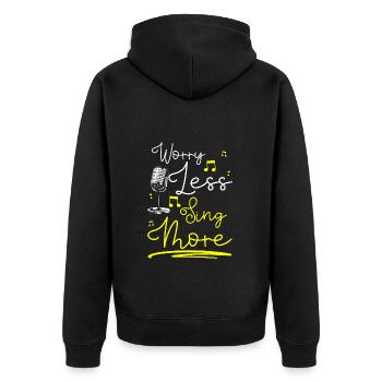 Musiker Kunst - Unisex Premium Bio Zip Hoodie - Schwarz - Hinten - Nico (187cm)