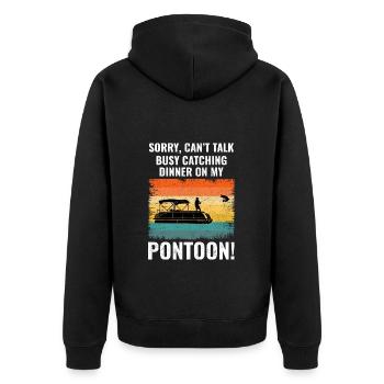 Pontonboot Bootfahren Pontooning Angeln Retro - Unisex Premium Bio Zip Hoodie - Schwarz - Hinten - Nico (187cm)