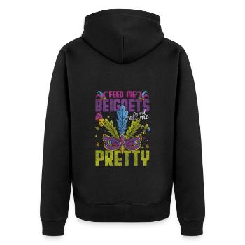 Parade Maske Bunt Perlen - Unisex Premium Bio Zip Hoodie - Schwarz - Hinten - Nico (187cm)