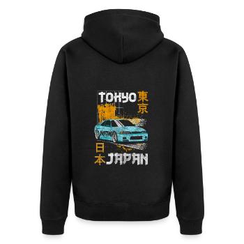 Japon Art Manga Historique - Veste à capuche bio Premium Unisexe - noir - Dos - Nico (187cm)