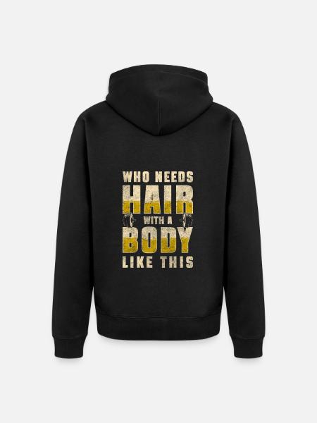 Hairless haircut man problem - Unisex Premium Organic Zip Hoodie - black