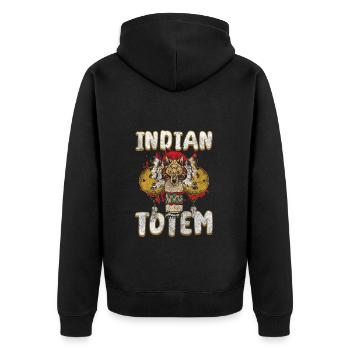 Ureinwohner Wächter Adler Azteke - Unisex Premium Bio Zip Hoodie - Schwarz - Hinten - Nico (187cm)