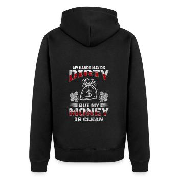 Wealth Finance Business - Unisex Premium Organic Zip Hoodie - black - Back - Nico (187cm)
