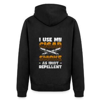 Rauchen Nikotin Dampf Schachtel - Unisex Premium Bio Zip Hoodie - Schwarz - Hinten - Nico (187cm)