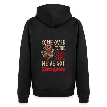 Drache Phantasie Märchen Asien - Unisex Premium Bio Zip Hoodie - Schwarz - Hinten - Nico (187cm)