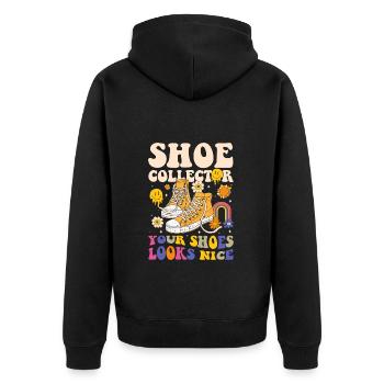 Shoe Shoe Lover Sneaker Addicted - Unisex Premium Organic Zip Hoodie - black - Back - Nico (187cm)