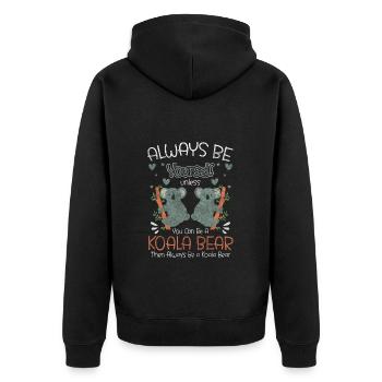 Koala Bear Forest Fluffy Animal - Unisex Premium Organic Zip Hoodie - black - Back - Nico (187cm)